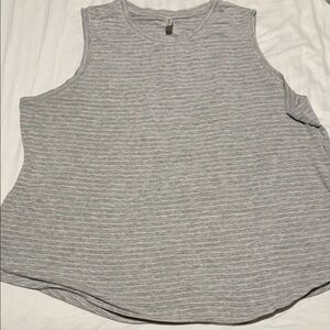 Athleta Light Gray Striped Muscle Tee